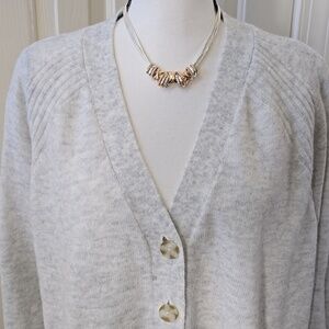 SONOMA BRAND WOMEN'S PETITE GRAY FRONT BUTTON CARDIGAN SWEATER SIZE PXL